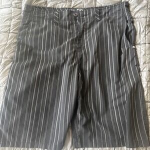 Metal Mulisha Shorts Mens 36 Black Stripe Skull Helmet Logo  Embroidered Y2K Vtg